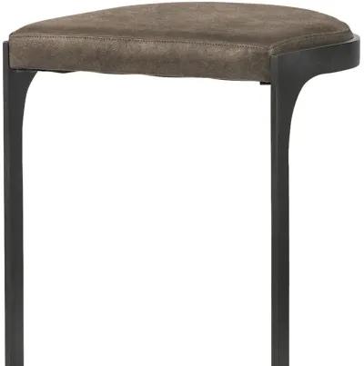 Leather And Iron Backless Counter Height Bar Chair - Brown