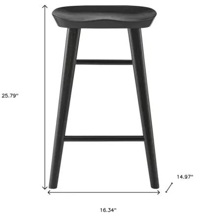 Solid Wood Backless Counter Height Bar Chair - Black