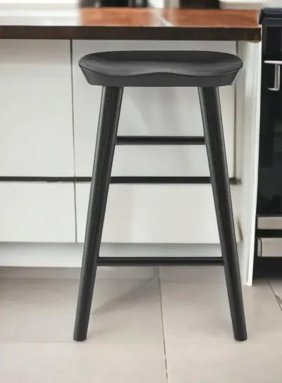 Solid Wood Backless Counter Height Bar Chair - Black