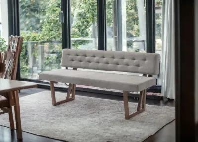 Upholstered Linen Blend Dining Bench - Gray / Brown