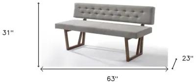 Upholstered Linen Blend Dining Bench - Gray / Brown