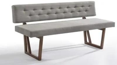 Upholstered Linen Blend Dining Bench - Gray / Brown