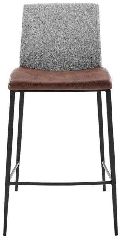 Steel Low Back Counter Height Bar Chairs (Set of 2) - Brown / Black