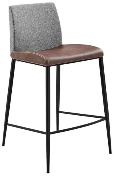 Steel Low Back Counter Height Bar Chairs (Set of 2) - Brown / Black