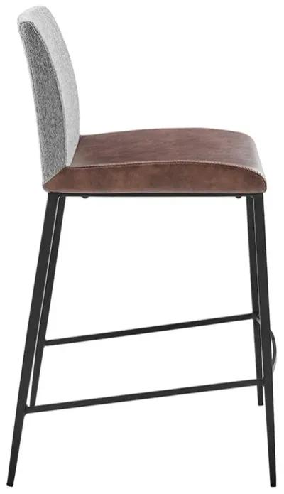 Steel Low Back Counter Height Bar Chairs (Set of 2) - Brown / Black