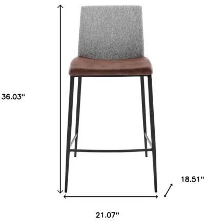 Steel Low Back Counter Height Bar Chairs (Set of 2) - Brown / Black