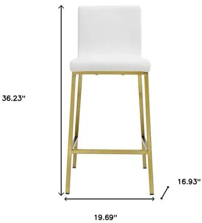 Steel Low Back Counter Height Bar Chairs (Set of 2) - White / Gold