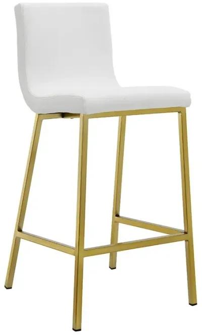 Steel Low Back Counter Height Bar Chairs (Set of 2) - White / Gold