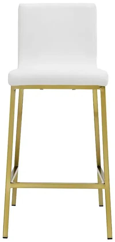 Steel Low Back Counter Height Bar Chairs (Set of 2) - White / Gold