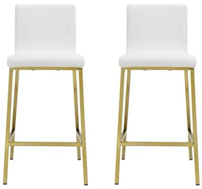 Steel Low Back Counter Height Bar Chairs (Set of 2) - White / Gold