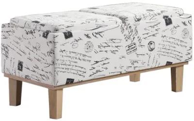 Upholstered Polyester Bench With Flip Top - Black / White / Natural