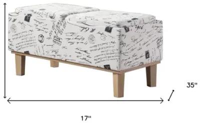 Upholstered Polyester Bench With Flip Top - Black / White / Natural