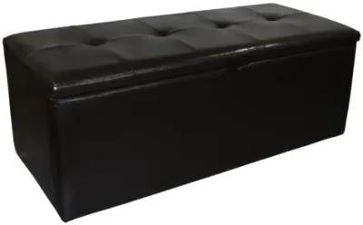 Upholstered Faux Leather Bench With Flip Top - Brown