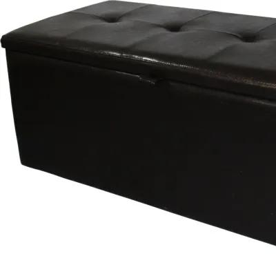 Upholstered Faux Leather Bench With Flip Top - Brown