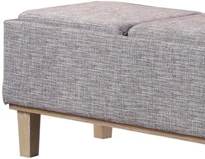 Upholstered Linen Bench With Flip Top - Gray / Natural