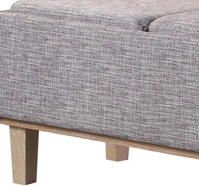 Upholstered Linen Bench With Flip Top - Gray / Natural