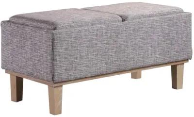 Upholstered Linen Bench With Flip Top - Gray / Natural