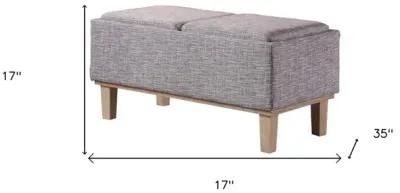 Upholstered Linen Bench With Flip Top - Gray / Natural