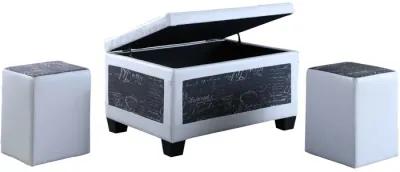 Upholstered Faux Leather Bench With Flip Top - White / Black