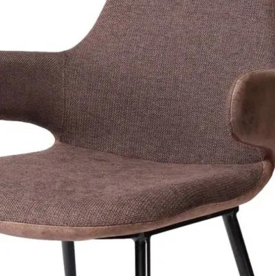 Stylish Fabric And Faux Leather Accent Chair - Brown