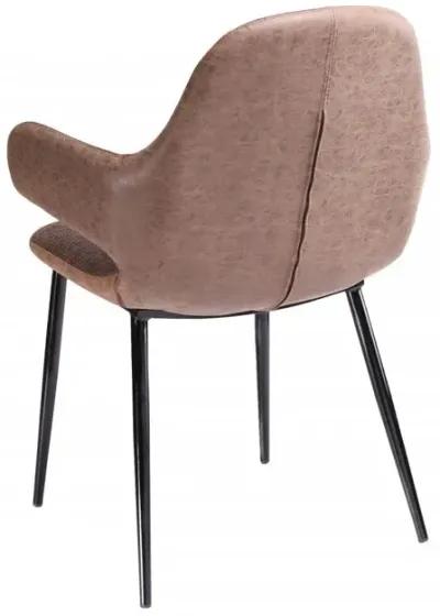 Stylish Fabric And Faux Leather Accent Chair - Brown