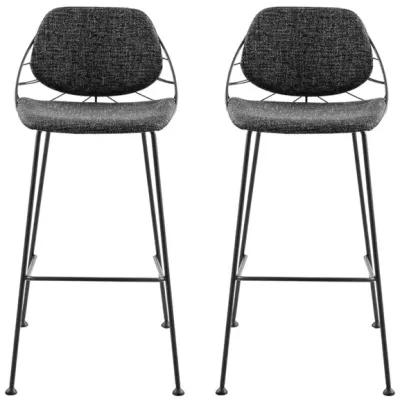 Steel Low Back Bar Height Bar Chairs (Set of 2) - Black