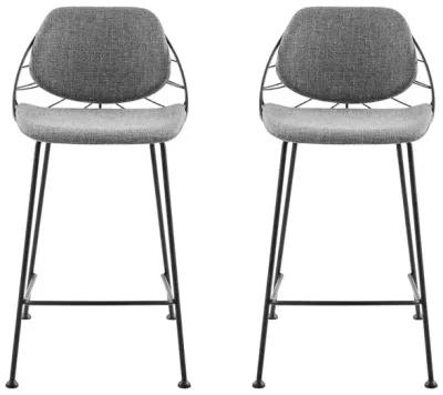 Steel Low Back Counter Height Bar Chairs (Set of 2) - Light Gray / Black