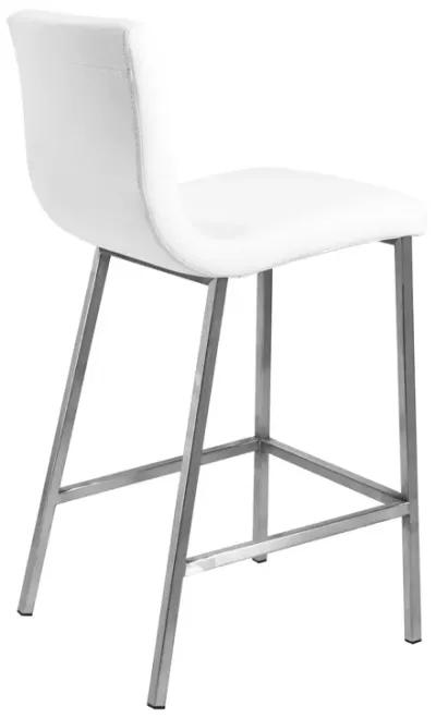 Low Back Counter Height Bar Chairs (Set of 2) - White / Silver