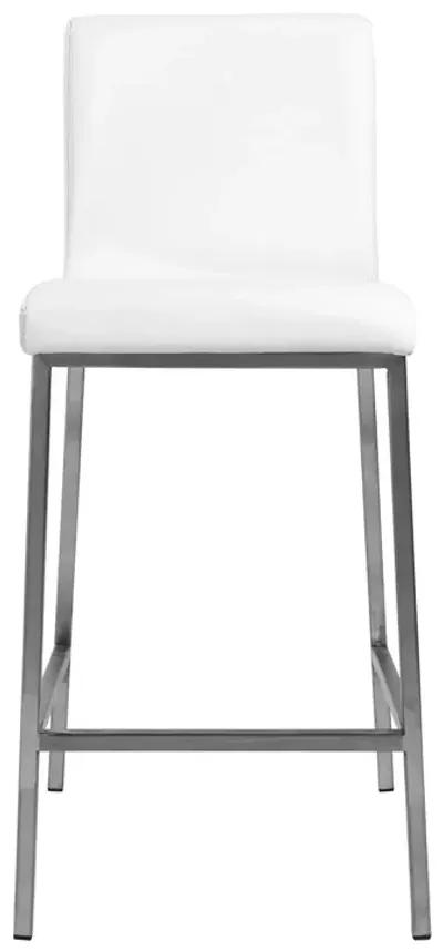 Low Back Counter Height Bar Chairs (Set of 2) - White / Silver