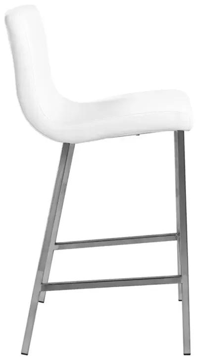 Low Back Counter Height Bar Chairs (Set of 2) - White / Silver