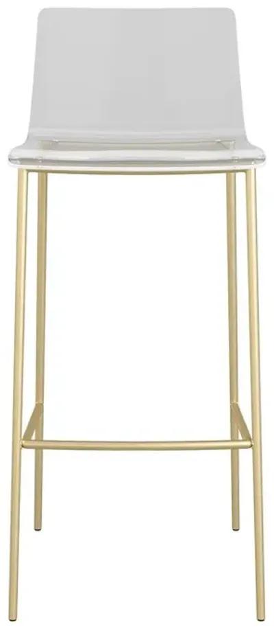 Plastic Low Back Bar Height Bar Chairs (Set of 2) - Clear / Gold