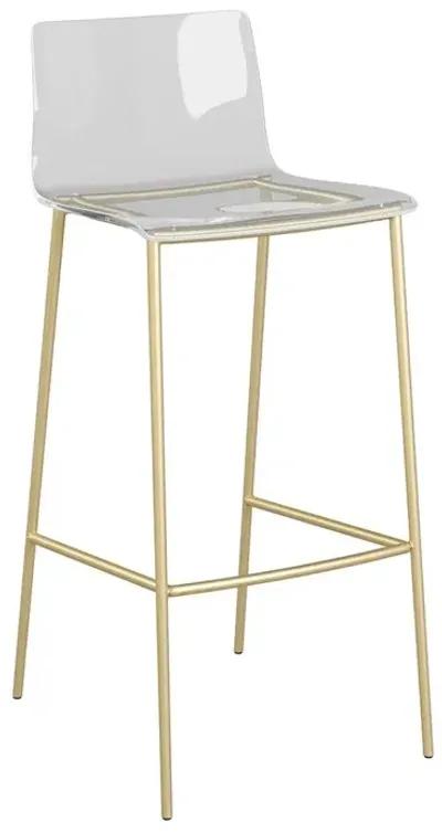 Plastic Low Back Bar Height Bar Chairs (Set of 2) - Clear / Gold