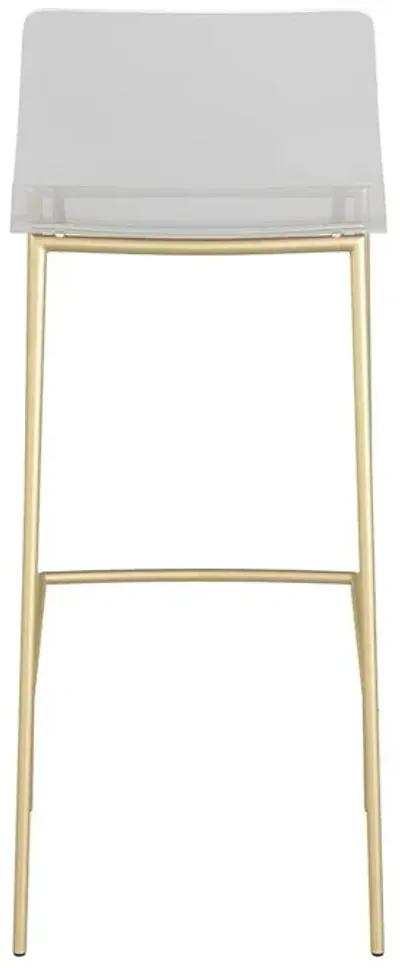 Plastic Low Back Bar Height Bar Chairs (Set of 2) - Clear / Gold