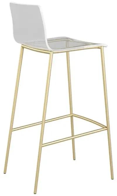 Plastic Low Back Bar Height Bar Chairs (Set of 2) - Clear / Gold