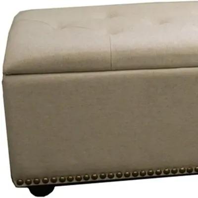 Upholstered Microfiber Bench With Flip Top - Beige / Black