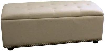 Upholstered Microfiber Bench With Flip Top - Beige / Black