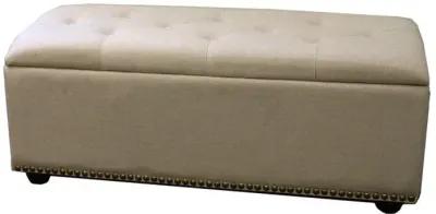 Upholstered Microfiber Bench With Flip Top - Beige / Black