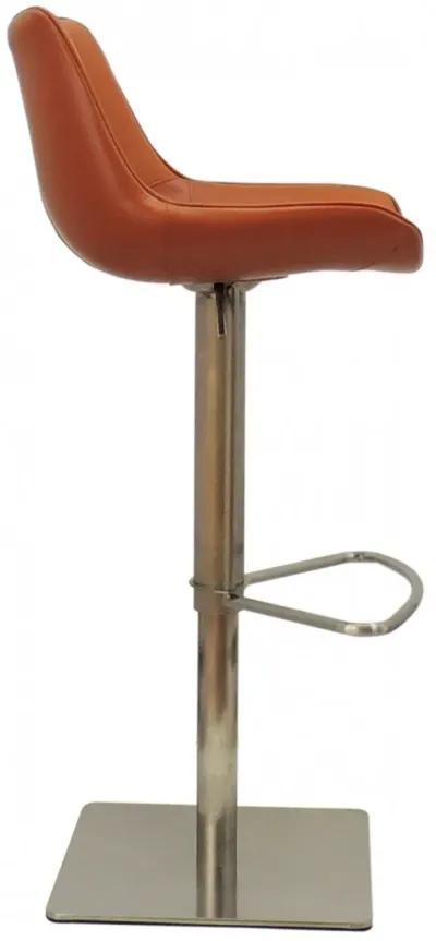 Adjustable Height Faux Leather And Stainless Steel Swivel Bar Height Bar Chair - Terra Cotta / Silver