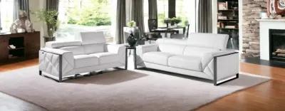 2 Piece Italian Leather Five Person Seating Set Indoor - White