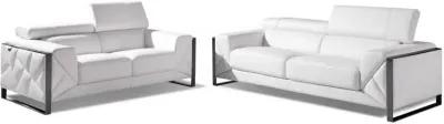 2 Piece Italian Leather Five Person Seating Set Indoor - White