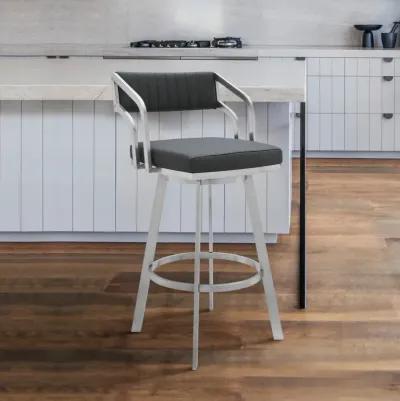 40" Swivel Low Back Bar Height Bar Chair - Gray / Silver