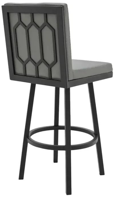 44" Faux Leather Swivel Bar Height Bar Chair - Gray / Black