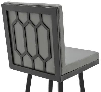 44" Faux Leather Swivel Bar Height Bar Chair - Gray / Black