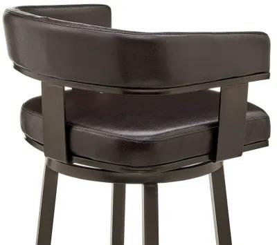 Faux Leather Swivel Low Back Counter Height Bar Chair - Chocolate And Gray