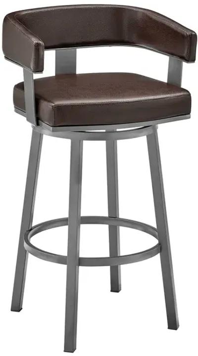 Faux Leather Swivel Low Back Counter Height Bar Chair - Chocolate And Gray