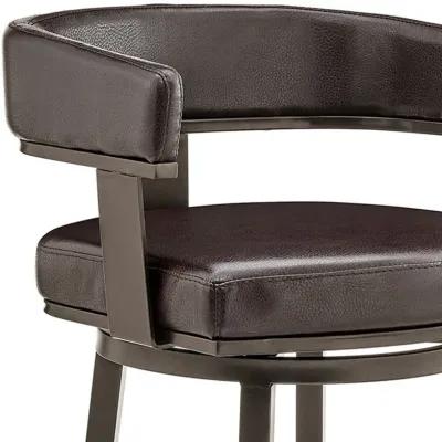 Faux Leather Swivel Low Back Counter Height Bar Chair - Chocolate And Gray