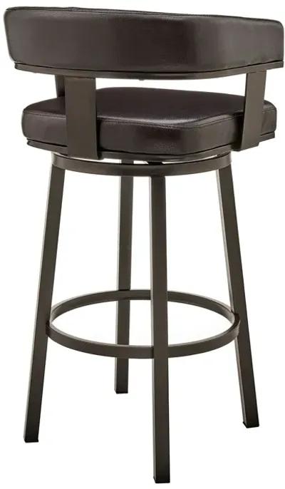 Faux Leather Swivel Low Back Counter Height Bar Chair - Chocolate And Gray