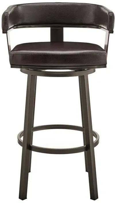 Faux Leather Swivel Low Back Counter Height Bar Chair - Chocolate And Gray