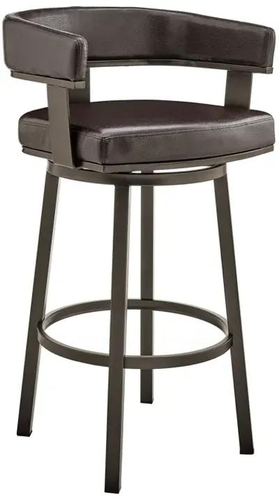 Faux Leather Swivel Low Back Counter Height Bar Chair - Chocolate And Gray