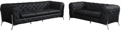 2 Piece Five Person Seating Set Indoor Italian Leather - Black